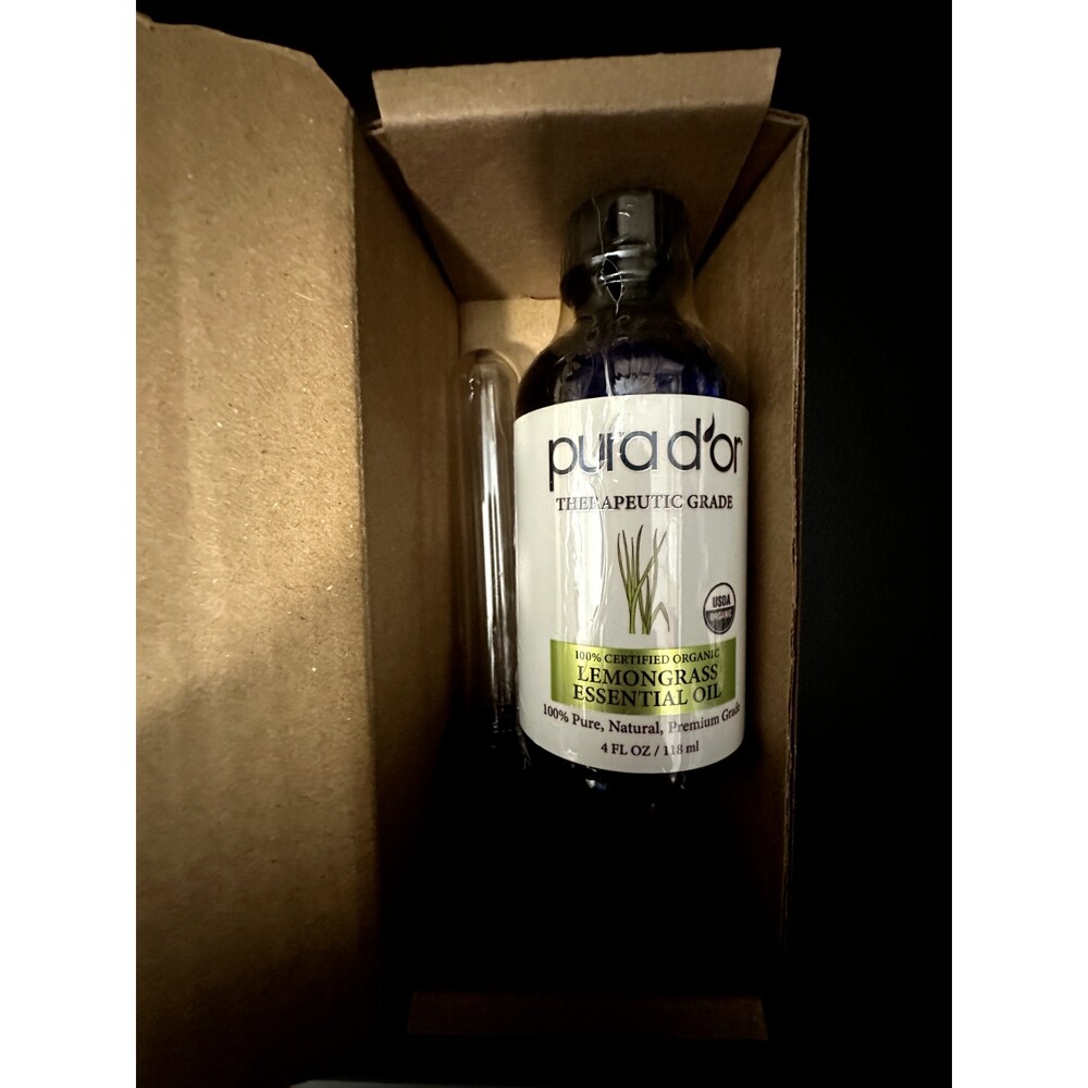 Organic Lemongrass Essential Oil 4Oz W/ Glass Dropper 100% Pure & Natural Therap